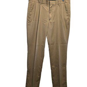 EUC MEN'S AXIST CASUAL DRESS PLEATED PANTS POLY RAYON BLEND KHAKI TAN 36W X 32L